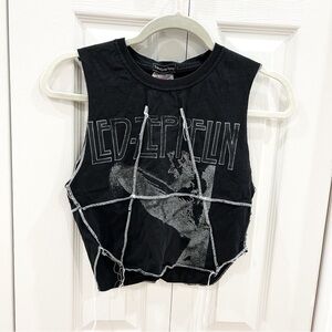 Reworked Led Zeppelin Crop Top Size Small | Exposed Seam Patchwork Tank